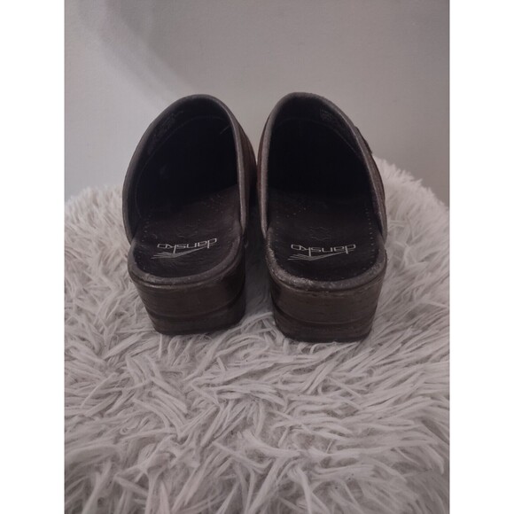Dansko Shandy Brown Leather Snake Skin Imitation Open Heel Work Clog 39 US 8.5 - Picture 4 of 8